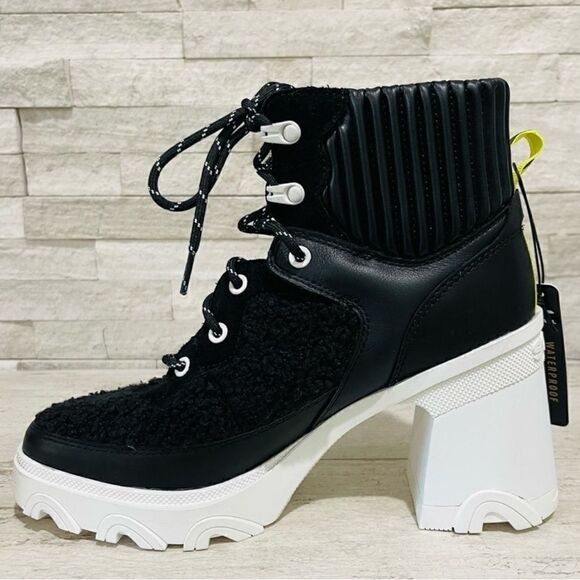 Sorel BREX Heel Cozy Lace Womens Size 9.5 Black/Sea Salt Waterproof Boots NEW - Picture 12 of 16
